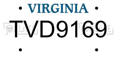 TVD9169 Virginia License Plate