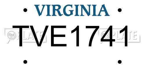 TVE1741 Virginia License Plate