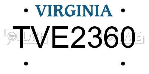TVE2360 Virginia License Plate