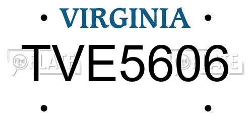 TVE5606 Virginia License Plate