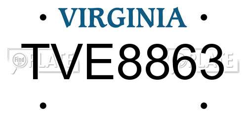 TVE8863 Virginia License Plate