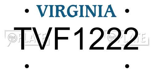 TVF1222 Virginia License Plate