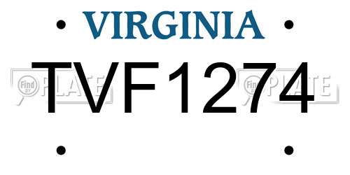 TVF1274 Virginia License Plate