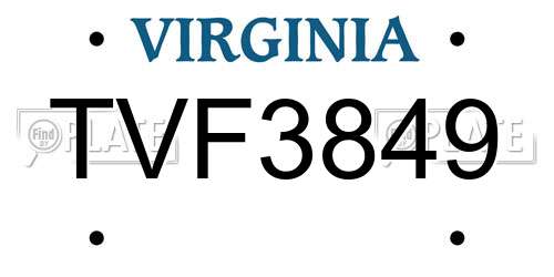 TVF3849 Virginia License Plate