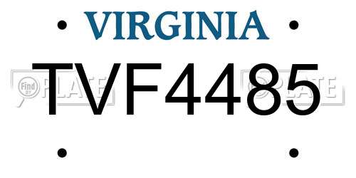 TVF4485 Virginia License Plate