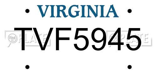 TVF5945 Virginia License Plate