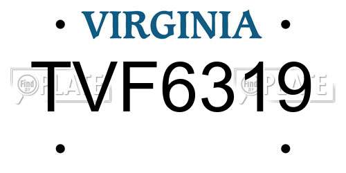 TVF6319 Virginia License Plate