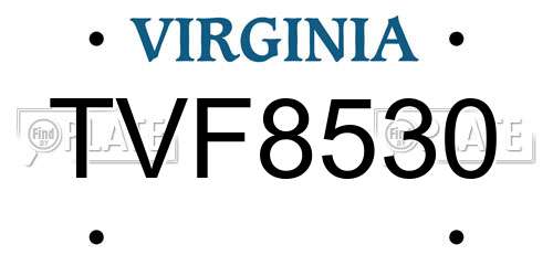 TVF8530 Virginia License Plate