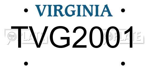 TVG2001 Virginia License Plate