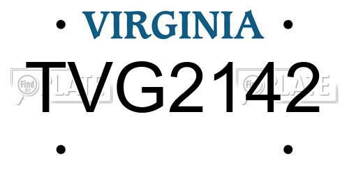 TVG2142 Virginia License Plate
