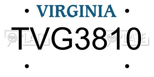 TVG3810 Virginia License Plate