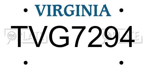 TVG7294 Virginia License Plate