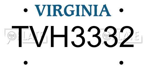 TVH3332 Virginia License Plate