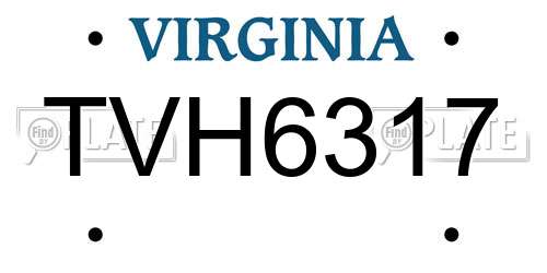 TVH6317 Virginia License Plate