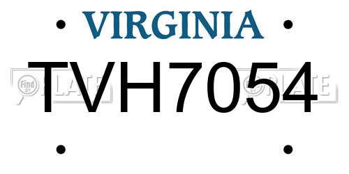 TVH7054 Virginia License Plate