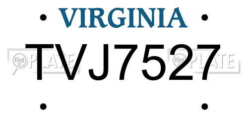 TVJ7527 Virginia License Plate