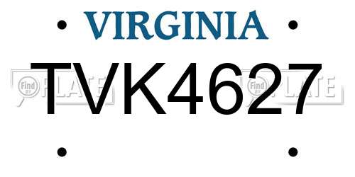 TVK4627 Virginia License Plate