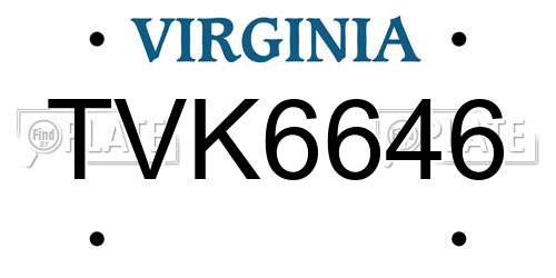 TVK6646 Virginia License Plate