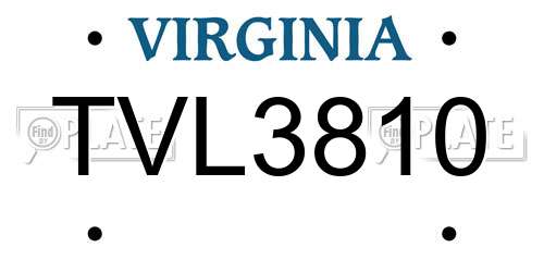TVL3810 Virginia License Plate