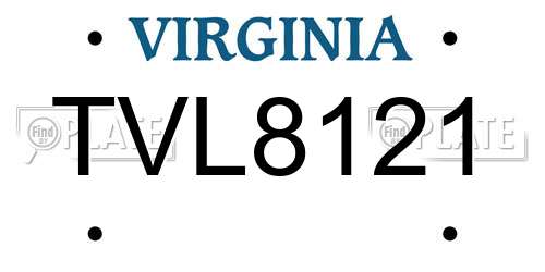 TVL8121 Virginia License Plate