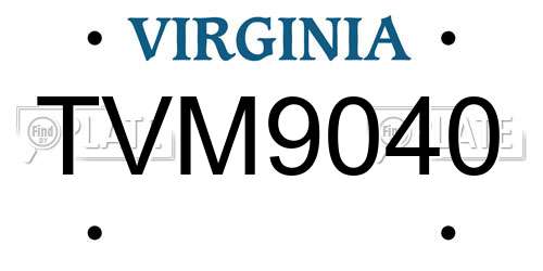 TVM9040 Virginia License Plate