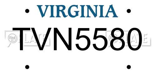 TVN5580 Virginia License Plate