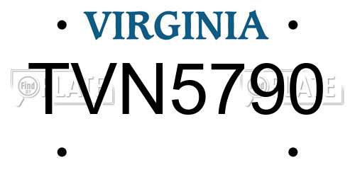 TVN5790 Virginia License Plate