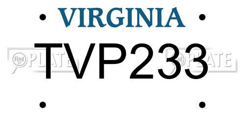 TVP233 Virginia License Plate