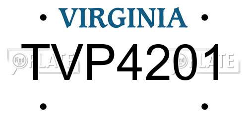 TVP4201 Virginia License Plate