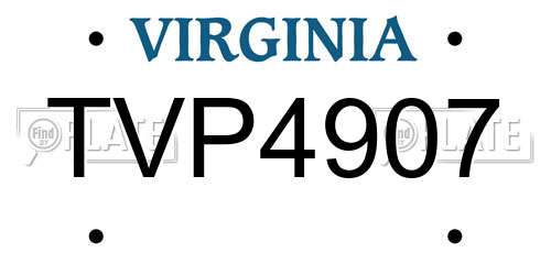 TVP4907 Virginia License Plate