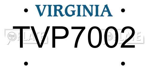 TVP7002 Virginia License Plate