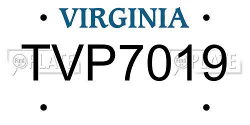 TVP7019 Virginia License Plate