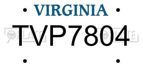TVP7804 Virginia License Plate