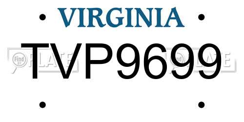 TVP9699 Virginia License Plate