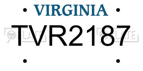 TVR2187 Virginia License Plate