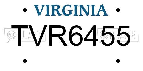 TVR6455 Virginia License Plate