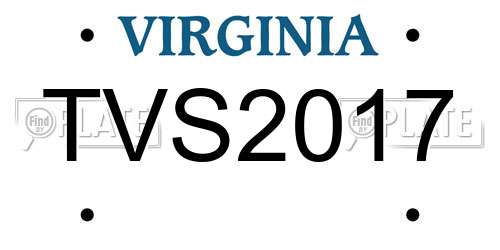 TVS2017 Virginia License Plate