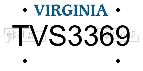 TVS3369 Virginia License Plate