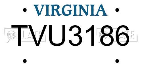 TVU3186 Virginia License Plate
