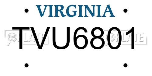 TVU6801 Virginia License Plate