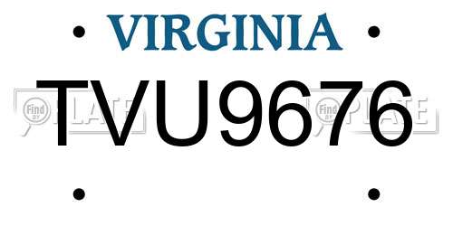 TVU9676 Virginia License Plate