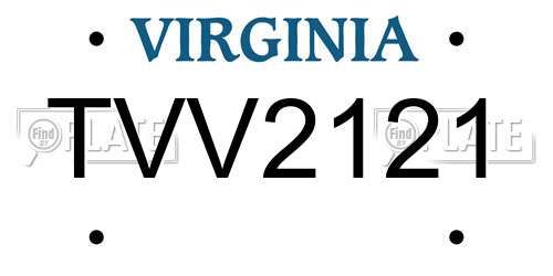 TVV2121 Virginia License Plate