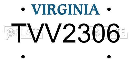 TVV2306 Virginia License Plate