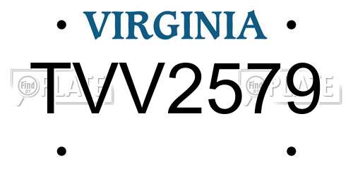 TVV2579 Virginia License Plate