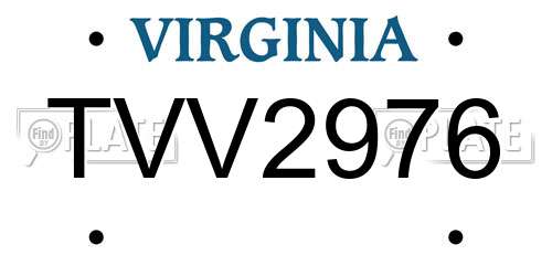 TVV2976 Virginia License Plate