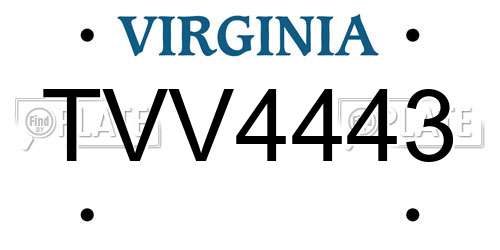 TVV4443 Virginia License Plate
