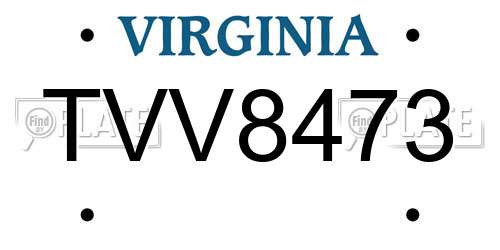 TVV8473 Virginia License Plate