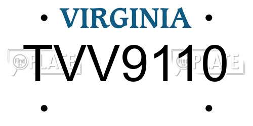 TVV9110 Virginia License Plate