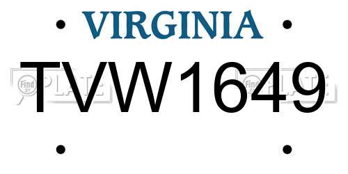 TVW1649 Virginia License Plate