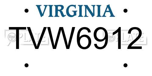TVW6912 Virginia License Plate